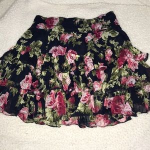 Ruffled Floral Mini Skirt